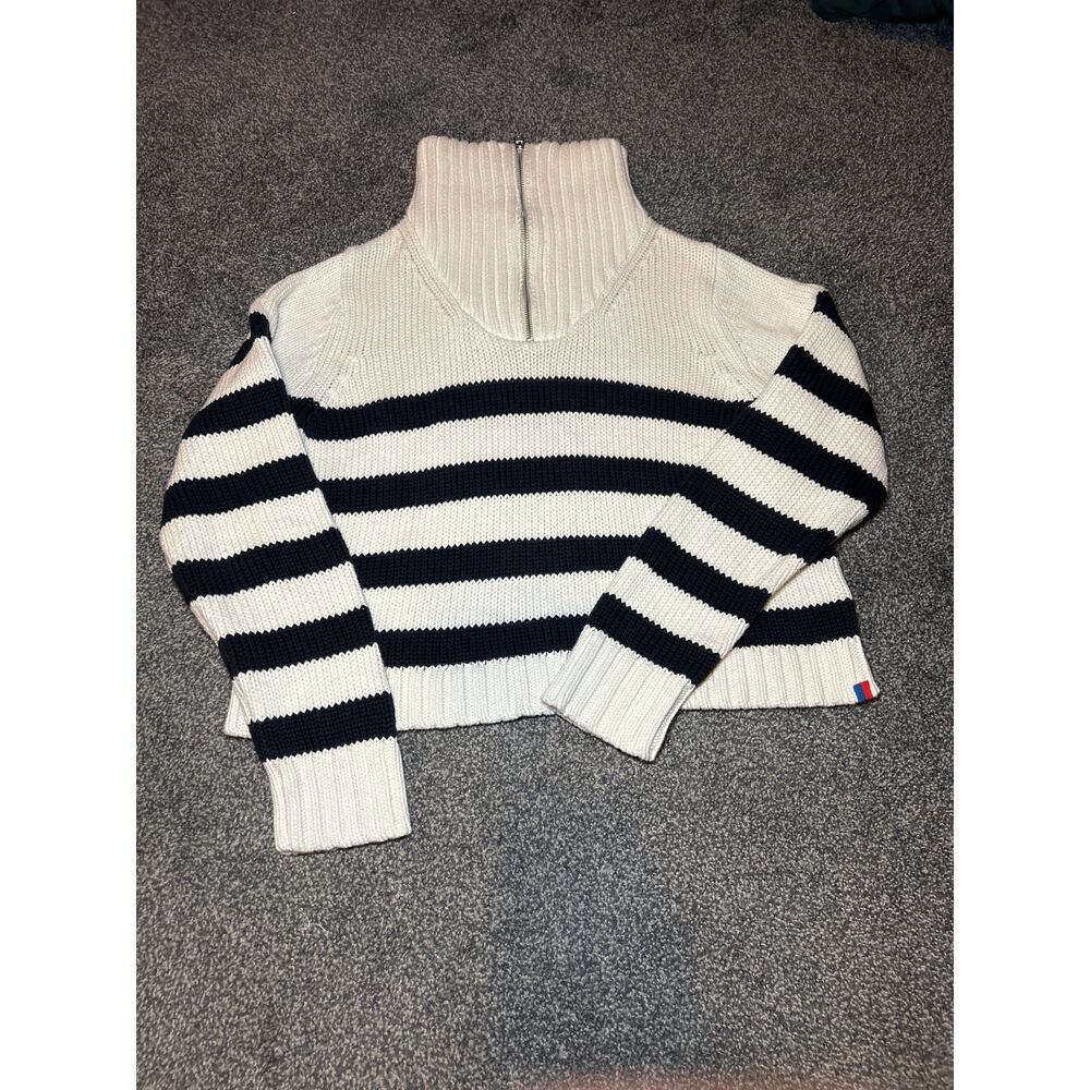 KULE "Maty" Striped Black and Cream Turtleneck Sweater small
